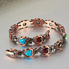 Zinc Alloy & Synthetic Turquoise & Natural Obsidian & Synthetic Goldstone & Cat Eye Link Chain Bracelets FS-WGDAAA9-01-2