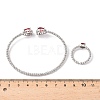Heart Brass Micro Pave Cubic Zirconia Cuff Bangles & Rings Sets for Women SJEW-R002-05P-05-5
