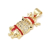 Christmas Brass Micro Pave Cubic Zirconia Enamel Pendants KK-B164-01G-03-2