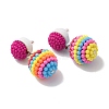 Resin Waxberry Round Ball Dangle Stud Earrings EJEW-O073-01G-1