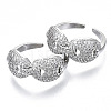 Brass Micro Pave Clear Cubic Zirconia Cuff Rings RJEW-S045-010P-NR-2