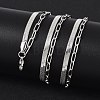 Non-Tarnish 304 Stainless Steel Paperclip & Herringbone Chains Double Layer Necklace for Men Women NJEW-E046-01P-2