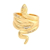 Snake Brass Micro Pave Clear Cubic Zirconia Open Cuff Rings RJEW-G329-01G-2