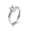 Adjustable Rhodium Plated 925 Sterling Silver Clear Cubic Zirconia Ring Components STER-C011-05P-1