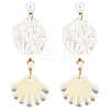 ANATTASOUL 2 Pairs 2 Color Resin Shell Shape Dangle Stud Earrings with Imitation Pearl Beaded EJEW-AN0002-62-1