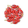 10Pcs Hand Painted Polka Dot Fish Porcelain Pendants PALLOY-YW00115-07-1