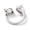 Horse Eye & Teardrop Rack Plating Brass Micro Pave Cubic Zirconia Open Rings RJEW-D020-08P-3