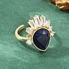 Brass with Natural Lapis Lazuli Finger Rings GG-CBACC2B-07G-05-3
