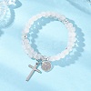 Natural Dyed Blue Lace Agate Beads Double strand Stretch Bracelets BJEW-JB13065-01-4