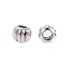 Rhodium Plated 925 Sterling Silver Corrugated Beads STER-T007-96P-2