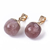 Top Golden Plated Natural Strawberry Quartz Pendants X-G-T131-03I-2