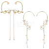 ANATTASOUL 4Pcs 4 Style Crystal Rhinestone Flower Cuff Earrings with Enamel EJEW-AN0001-61-1