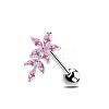 304 Stainless Steel Pave Cubic Zirconia Straight Barbell Tongue Rings FS-WG7AF88-18-1