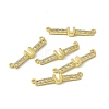 Rack Plating Brass Micro Pave Clear Cubic Zirconia Connector Charms KK-C007-37G-U-1