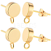 20Pcs Flat Round Brass Stud Earring Findings KK-BBC0013-96D-1