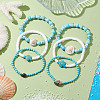 3Pcs 3 Styles Summer Beach Turtle Dyed Synthetic Turquoise & Shell Bead Bracelet Sets BJEW-JB10313-5