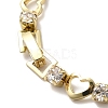 Rack Plating Iron Heart & Square Link Chains Bracelet with Cubic Zirconia BJEW-I300-02G-3