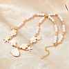 Ocean Brass Enamel Starfish Shell Shape Pendant Round ABS Imitation Pearl Beaded Necklaces KK-CBA4547-04D-G-1