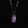 Natural Raw Amethyst Nugget Pendant Necklaces PW-WG79580-05-1