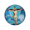 Jesus and the Virgin Printed Glass Half Round/Dome Cabochons GGLA-N004-25mm-A-2