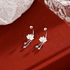 999 Sterling Silver Flower Ear Plug Gauges EJEW-P296-09S-4