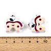 UV Plating Opaque Printed Acrylic European Beads OACR-N153-06B-3