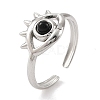 Natural Dyed & Heated Black Agate Finger Rings RJEW-F166-56P-1