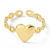 Ion Plating(IP) 304 Stainless Steel Heart Open Cuff Rings for Women RJEW-G275-09G-2
