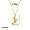 304 Stainless Steel Micro Pave Clear Cubic Zirconia Embossed Cowboy Boot Pendant Necklaces FS-WGF88B1-05-1