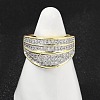 Brass Micro Pave Cubic Zirconia Open Cuff Ring for Women RJEW-F177-03GP-08-3