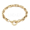 Textured 304 Stainless Steel Double Link Chain Bracelets for Women BJEW-P391-01B-G-2