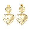 Rack Plating Brass with Cubic Zirconia Heart Dangle Stud Earrings EJEW-Z031-02G-1