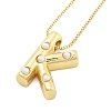 Brass & Plastic Pearl Letter Pendant Box Chain Necklaces for Women NJEW-U017-01G-11-2