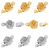 8Pcs 2 Colors Flower Brass Box Clasps KK-AR0004-84-1