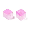 Frosted Glass Beads with Golden Glitter Powder DGLA-NH001-6mm-01H-2