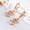 Brass Micro Pave Clear Cubic Zirconia Leverback Earrings EJEW-K300-45G-3