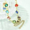 304 Stainless Steel Flat Round Acrylic Rhinestone Cup Chain Anklets for Women AJEW-B031-02G-02-3