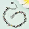 Natural Multicolor Tourmaline Chip & Non-magnetic Synthetic Hematite Beaded Bracelet for Women BJEW-Z148-02P-06-1