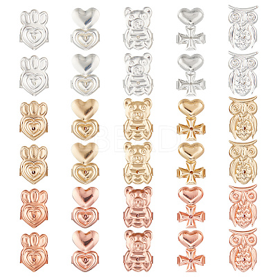 15 Pairs 15 Style Brass Friction Ear Nuts KK-AR0002-92-1