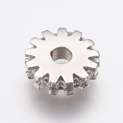 Brass Micro Pave Cubic Zirconia Bead Spacers ZIRC-E143-21P-1