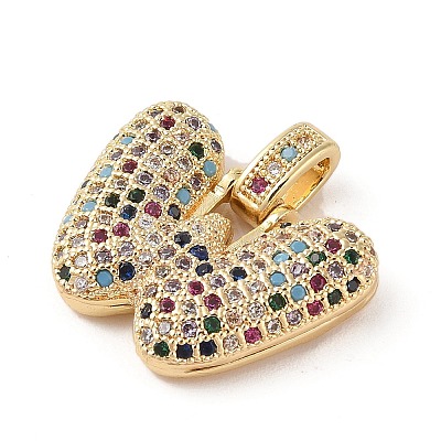 Brass Micro Pave Cubic Zirconia Pendants ZIRC-P121-01G-W-1