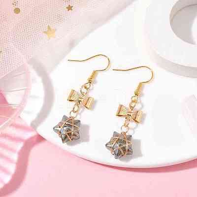Glass Star Dangle Earrings EJEW-JE05548-03-1