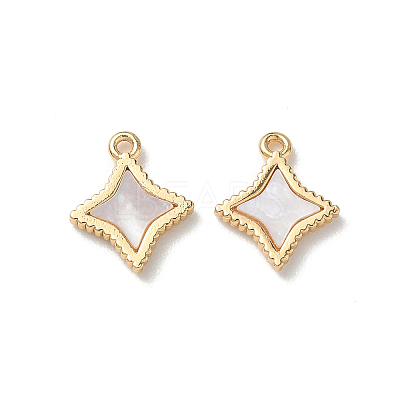 Brass Natural Shell Pendants KK-P355-21G-1