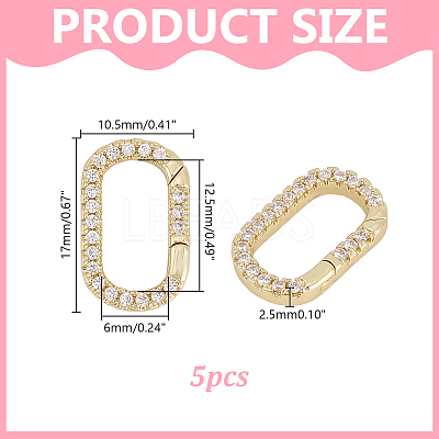 5Pcs Brass Micro Pave Cubic Zirconia Spring Gate Rings KK-HY0004-29-1