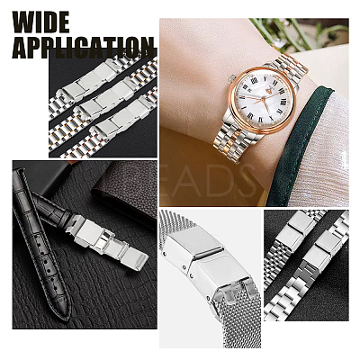 20 Sets 2 Styles Rectangle 201 Stainless Steel Watch Band Clasps STAS-DC0011-60-1