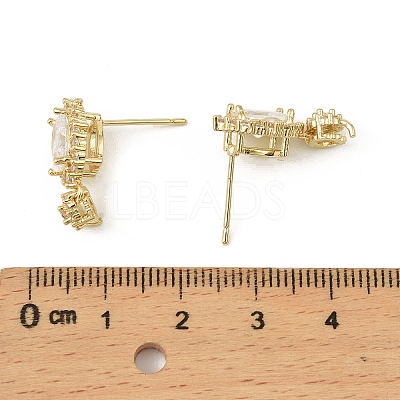 Oval Brass Micro Pave Clear Cubic Zirconia Stud Earring Findings LS-KK-C107-07G-1