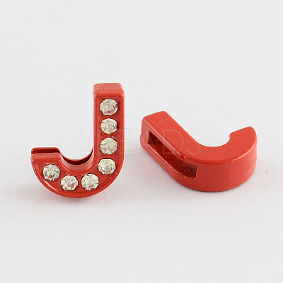 Mixed Color Zinc Alloy Grade A Rhinestone Letter Slide Charms ALRI-S130-J-1