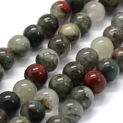 Natural African Bloodstone Beads Strands X-G-G763-08-10mm-1