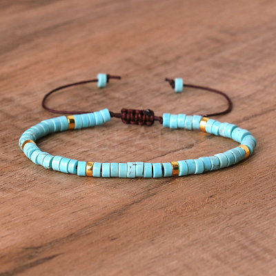 Synthetic Turquoise Beaded Braided Bracelets QH4784-22-1