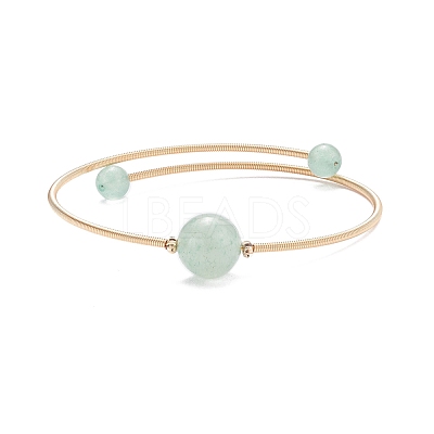 Natural  Green Aventurine Round Beaded Bangle BJEW-JB07840-02-1